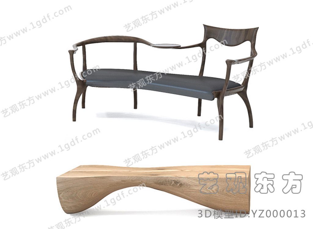新中式异形靠椅3d模型