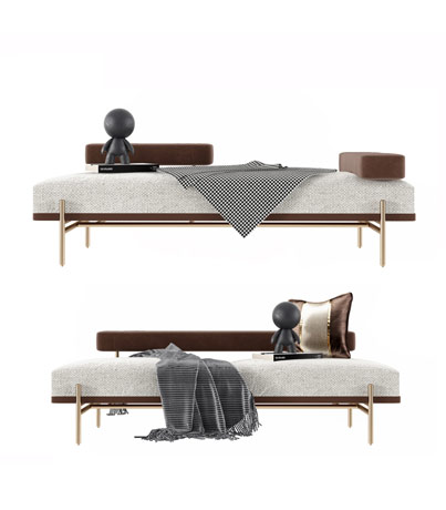 现代轻奢贵妃椅床尾凳3d模型