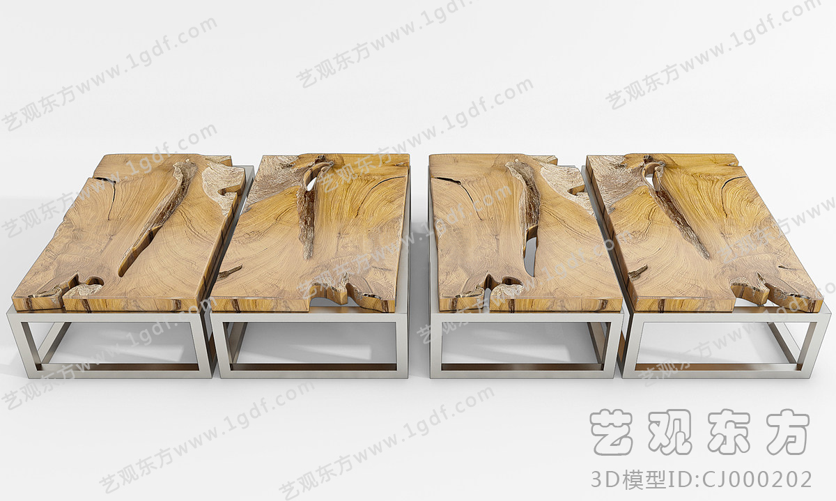 现代茶几组合木板3d模型