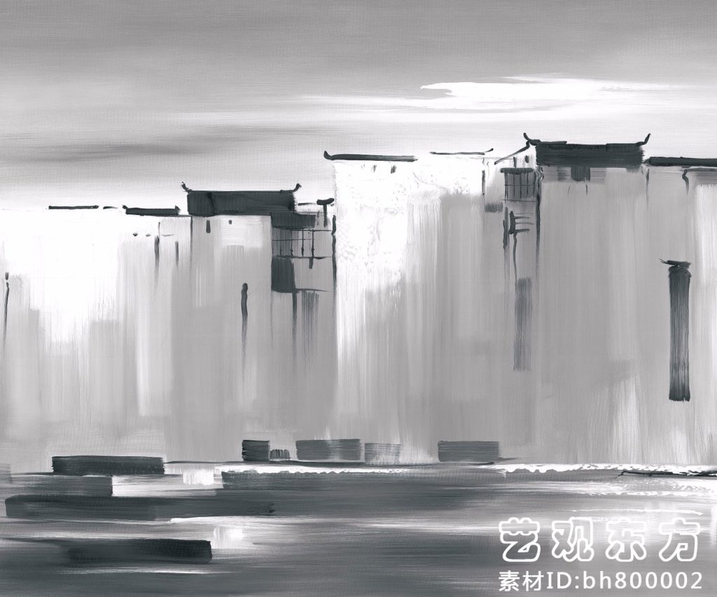 高清徽派建筑壁画下载