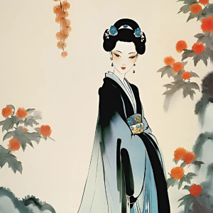高清水彩古装美人画