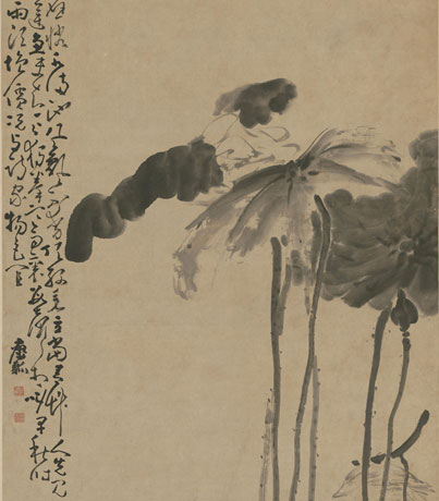 荷鹭图轴｜清_黄慎